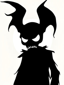 Sad boogeyman black silhouette vector illustration