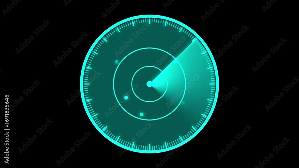 Aufkleber futuristic teal radar screen animation scanning circles blips signals cyberpunk digital display. rot