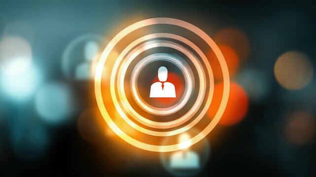 HRM or Human Resource Management, manager icon which is among staff icons for human development recruitment leadership and customer target, resume, interview. generate by AI
