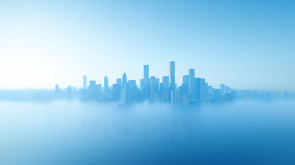 Fototapeta premium Cityscape shrouded in blue mist