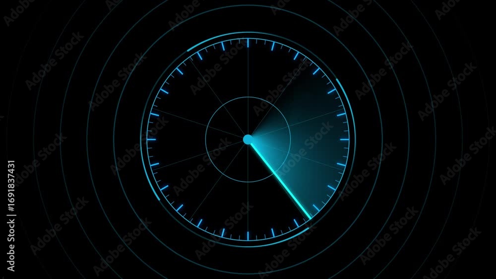 Poster radar screen animation futuristic teal blue hud interface digital display rotating scan seamless. fu