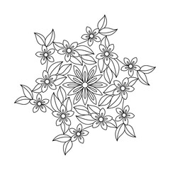 Delicate flower rings mandala coloring book page