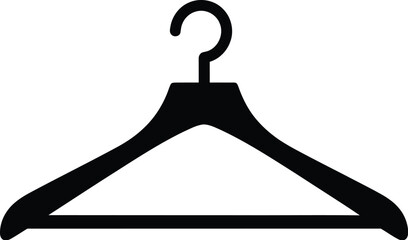 Simple black and vector illustration of a clothes hanger, for fashion and wardrobe concepts