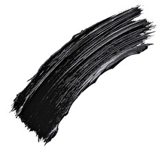 Black paint stroke with smooth texture on a white background, ideal for design projects and artistic creations, transparent background, cutout PNG