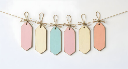 Pastel Price Tags Garland — Hanging Blank Gift Tags on String

