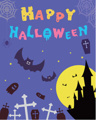 ドラキュラ城のハロウィンのイラスト