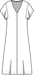 Fashion illustration of a short A-line dress with flutter sleeves and V-neck clothing apparel