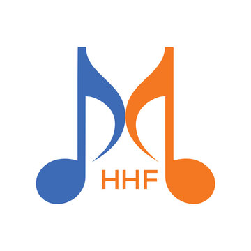 HHF Music Company logo. HHF Company logo design for Musical Note and business. HHF Entertainment Branding best icon.
