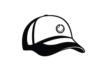 Baseball Caps Outline Isolated on White Background, Headwear Fashion