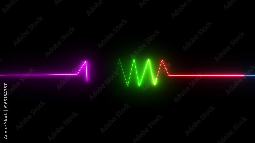 Poster electrical resistance neon lines animation . .connections futuristic circuit board with moving elect