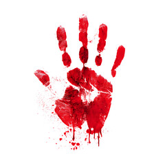 Bloody Handprint: A visceral depiction of a handprint rendered in vivid crimson paint, creating a striking image that evokes powerful emotions and raises intriguing questions.
