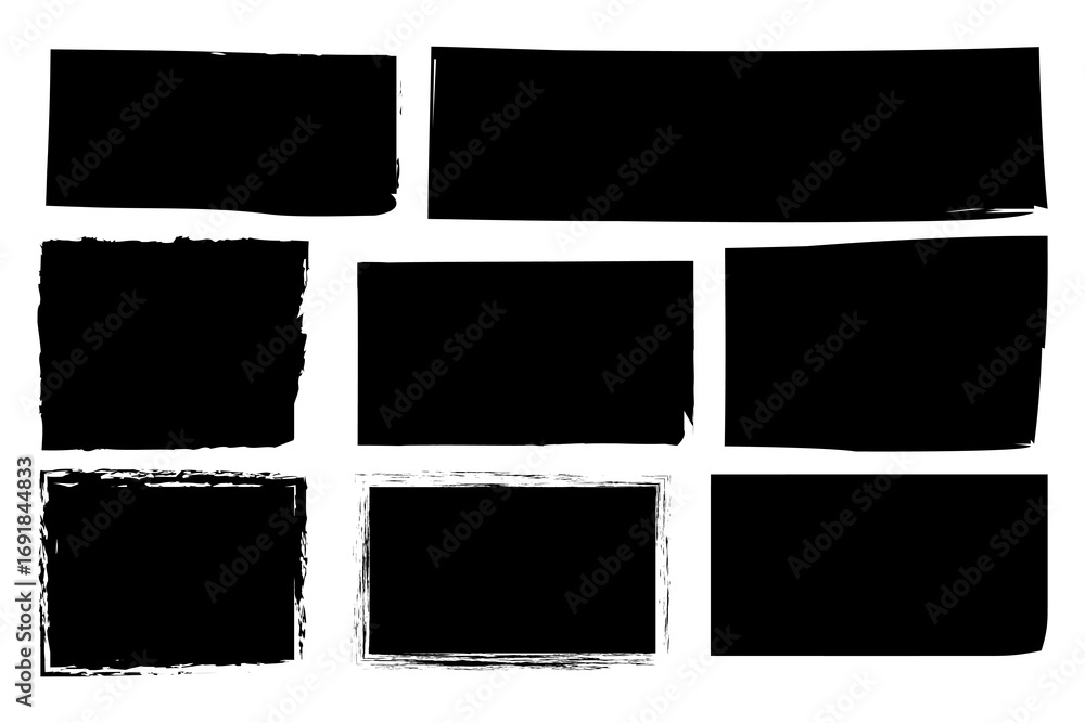 Poster grunge brush strokes. ink splatters set. black textured shapes. vector abstract elements. eps 10.