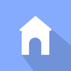 Doghouse home icon. Pet residence symbol. Animal shelter Vector. Blue background illustration. EPS 10.