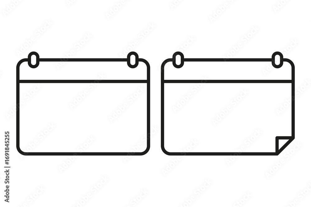 Poster two blank calendars. empty schedule icon. planning vector tool. simple black outlines. eps 10.