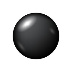 Glossy sphere illustration. Realistic 3D orb. Smooth black surface. Vector geometric shape. EPS 10.