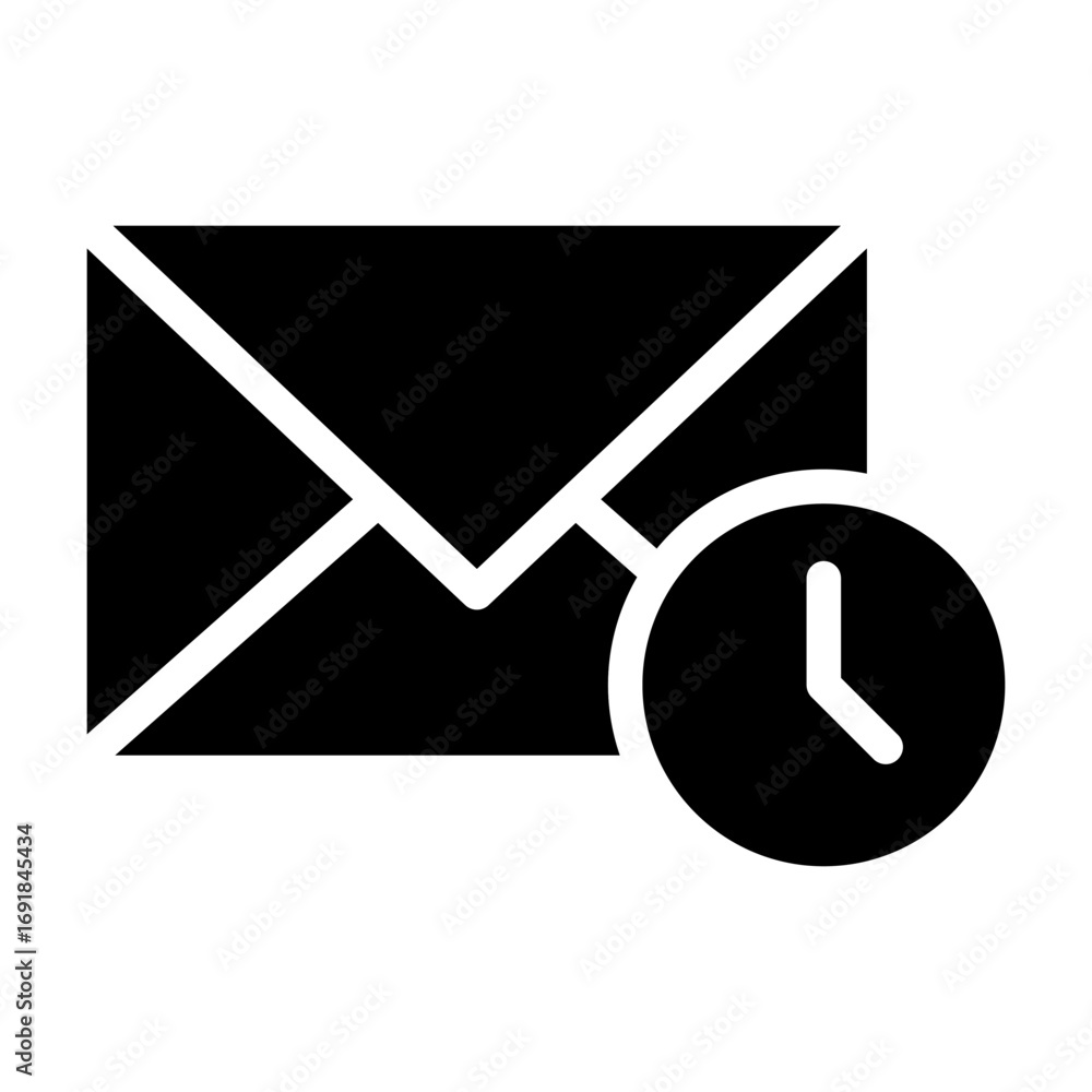 Poster pending mail icon. message delivery time. mail envelope symbol. vector flat illustration. eps 10.