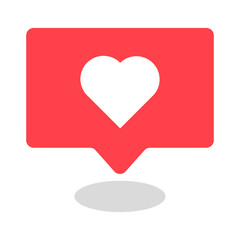 Red chat bubble. Heart message symbol. Love notification icon. Vector speech bubble. EPS 10.