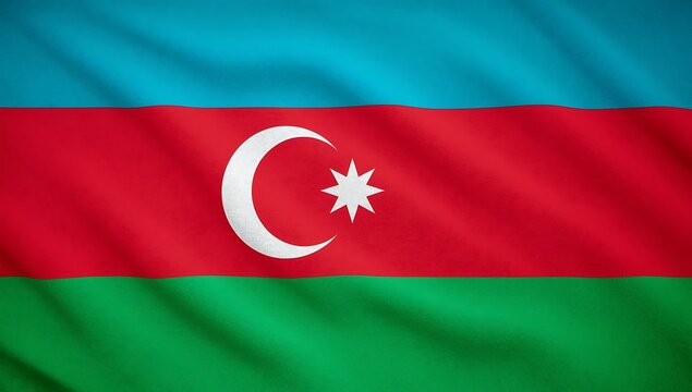 Azerbaijan flag waving in the wind