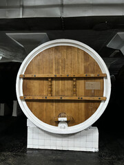 Wine barrels in wine-vaults in order.