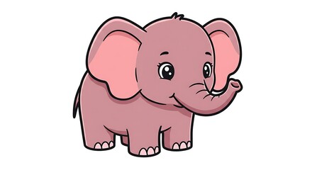 Naklejka premium Cute Cartoon Elephant Illustration on White Background