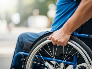 Obraz premium Physiotherapist assists wheelchair patient performing regular therapeutic leg exercises.