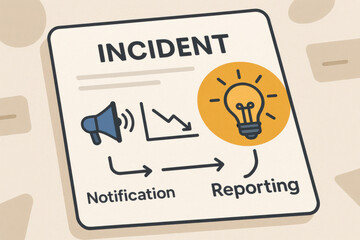 Obraz premium Incident notification and reporting concept with megaphone and light bulb icons