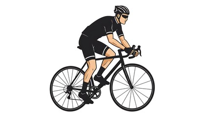 Fototapeta premium Cyclist Riding Bicycle Illustration Isolated on White Background for Sports and Fitness Designs