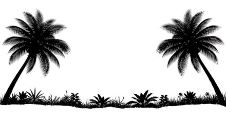 Tropical Palm Trees Silhouette Art