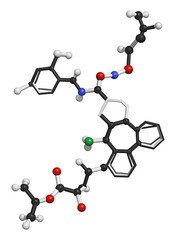3D image of Betamethasone benzoate skeletal formula - molecular chemical structure of synthetic corticosteroid isolated on white background