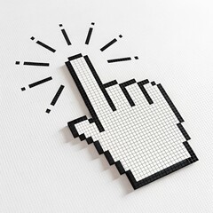 Pixelated hand cursor clicking with animated sparkles