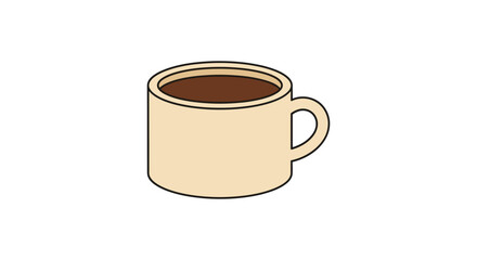 Simple beige mug filled with dark hot coffee beverage isolated on white vector