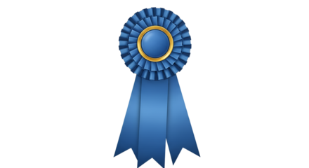 Blue ribbon award vector illustration isolated PNG with Transparent Background