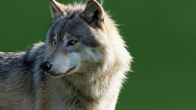 Closeup of a Gray Wolf Standing Outdoors in Natural Lighting