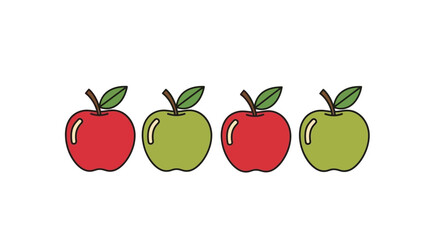 Colorful fresh apples arranged in a row delicious fruit photography for healthy food concepts vector