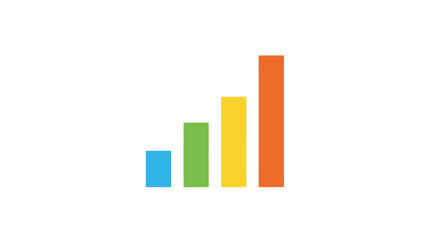 Growth chart icon showing increasing bar graph with vibrant colors and vector