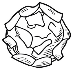 Artichoke outlined illustration of ripe, fresh vegetable with many petals