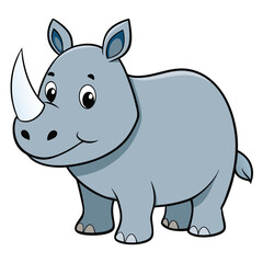 Charming Cartoon Rhino with White Background Design