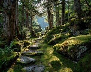 Naklejka premium Lush Forest Path