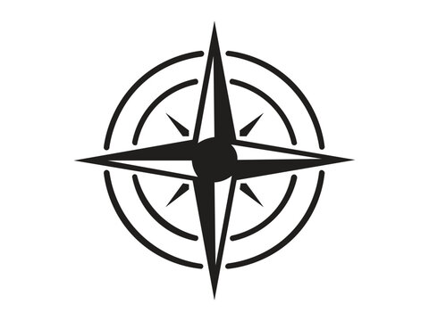 simple compass rose symbol black icon. on white background. vector illustration.