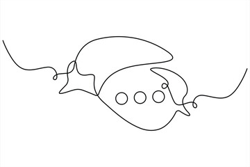 Speech bubble continuous one line drawing, Minimalist style isolated on white background  outline vector illustration.