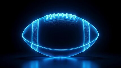 Dynamic neon wireframe American football against black, futuristic 4k video footage, perfect for sports tech concepts - Powered by Adobe