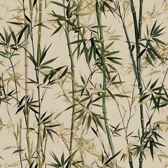 Obraz premium Seamless wallpaper pattern with banana leaves, monstera and palm leaves, vibrant green tropical theme, exotic and lively interior design texture,Generative Ai 