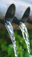 Water flowing from pipes
