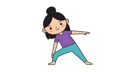 Young Person Doing Yoga Pose Cartoon on White Background