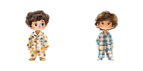 child in pajamas watercolor vector illustration