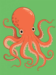 Octopus Funny Illustrator Artwork Design Template Poster