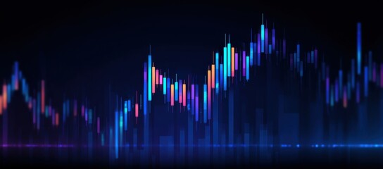 Abstract financial chart with vibrant colors and digital effect