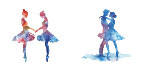 couple ballet dancer watercolor vector illustration © Dar