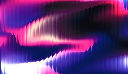 Abstract background of pink and purple combination of shiny liquid with striped effect. Refraction of wavy striped glass.