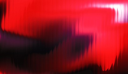 Abstract red shiny liquid background with dark streaks effect. Refraction of wavy striped glass.